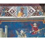 Particolare dell'affresco "Allegoria del Cattivo Governo" nella sala della Pace al Museo Civico di Siena