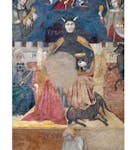 Particolare dell'affresco "Allegoria del Cattivo Governo" nella sala della Pace al Museo Civico di Siena