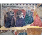 Particolare dell'affresco "Allegoria del Cattivo Governo" nella sala della Pace al Museo Civico di Siena