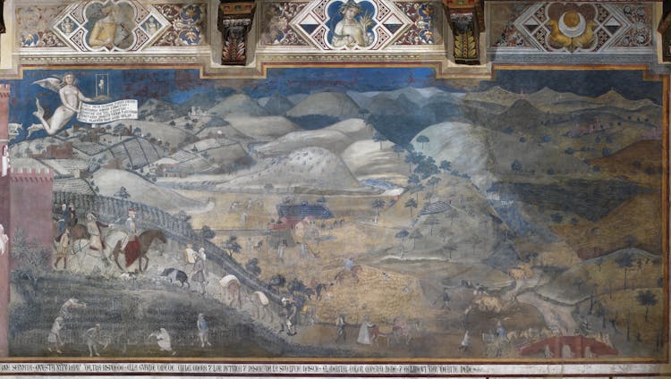 Affresco "Effetti del Buon Governo in campagna" nella sala della Pace al Museo Civico di Siena