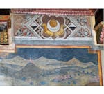 Particolare dell'affresco "Effetti del Buon Governo in campagna" nella sala della Pace al Museo Civico di Siena