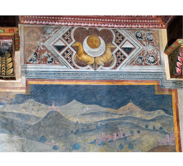 Particolare dell'affresco "Effetti del Buon Governo in campagna" nella sala della Pace al Museo Civico di Siena
