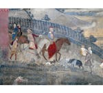 Particolare dell'affresco "Effetti del Buon Governo in campagna" nella sala della Pace al Museo Civico di Siena
