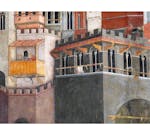Particolare dell'affresco "Effetti del Buon Governo in città" nella sala della Pace al Museo Civico di Siena