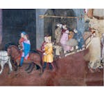 Particolare dell'affresco "Effetti del Buon Governo in città" nella sala della Pace al Museo Civico di Siena