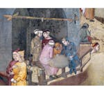 Particolare dell'affresco "Effetti del Buon Governo in città" nella sala della Pace al Museo Civico di Siena
