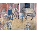 Particolare dell'affresco "Effetti del Buon Governo in città" nella sala della Pace al Museo Civico di Siena