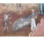 Particolare dell'affresco "Effetti del Buon Governo in città" nella sala della Pace al Museo Civico di Siena