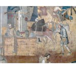 Particolare dell'affresco "Effetti del Buon Governo in città" nella sala della Pace al Museo Civico di Siena
