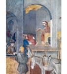 Particolare dell'affresco "Effetti del Buon Governo in città" nella sala della Pace al Museo Civico di Siena