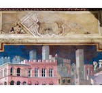 Particolare dell'affresco "Effetti del Buon Governo in città" nella sala della Pace al Museo Civico di Siena