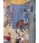 Particolare dell'affresco "Effetti del Buon Governo in città" nella sala della Pace al Museo Civico di Siena