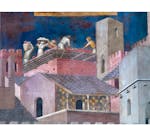 Particolare dell'affresco "Effetti del Buon Governo in città" nella sala della Pace al Museo Civico di Siena
