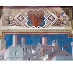 Particolare dell'affresco "Effetti del Buon Governo in città" nella sala della Pace al Museo Civico di Siena
