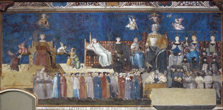 Affresco "Allegoria del Buon Governo" nella sala della Pace al Museo Civico di Siena