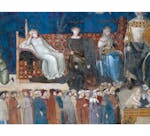 Particolare dell'affresco "Allegoria del Buon Governo" nella sala della Pace al Museo Civico di Siena
