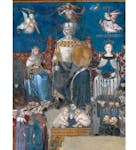 Particolare dell'affresco "Allegoria del Buon Governo" nella sala della Pace al Museo Civico di Siena