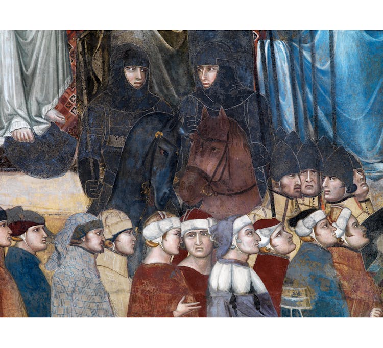 Particolare dell'affresco "Allegoria del Buon Governo" nella sala della Pace al Museo Civico di Siena