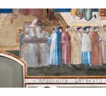 Particolare dell'affresco "Allegoria del Buon Governo" nella sala della Pace al Museo Civico di Siena
