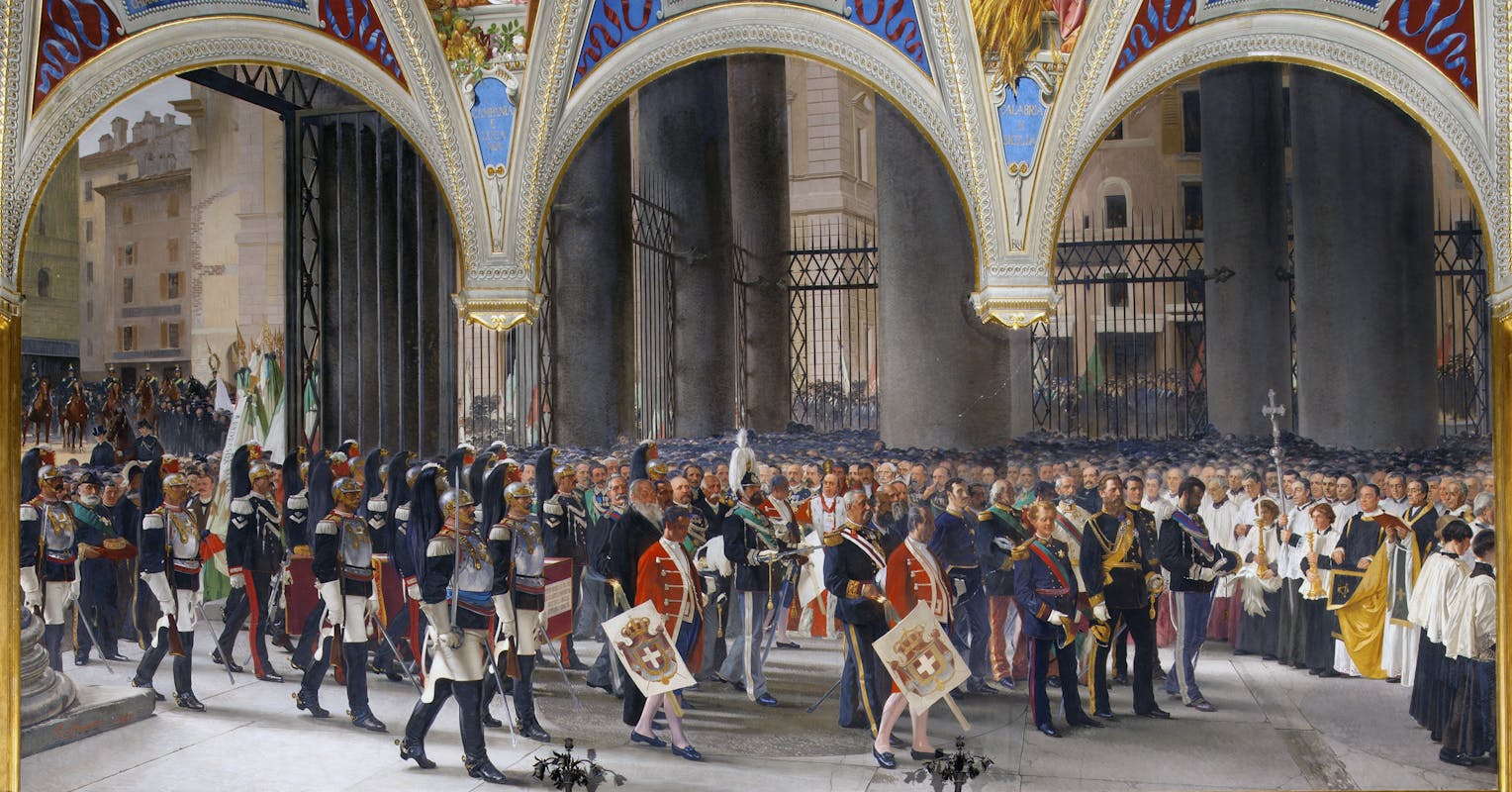 Affresco "Il trasporto di Vittorio Emanuele II al Pantheon" nella sala del Risorgimento al Museo Civico di Siena