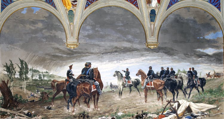 Affresco "La Battaglia di Palestro" nella sala del Risorgimento al Museo Civico di Siena