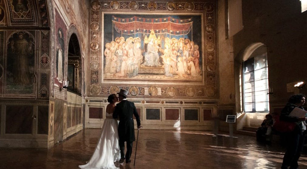 Sposi nella sala del Mappamondo