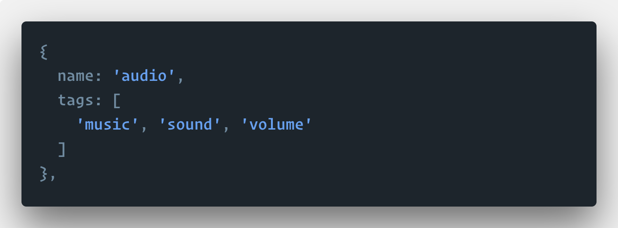 Een set in de array voor het script.