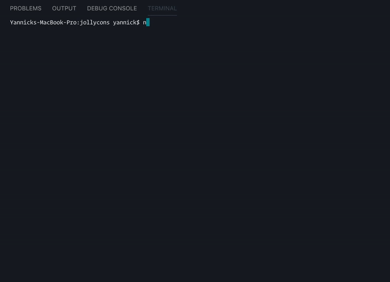 Het uitvoeren van het script in de terminal.