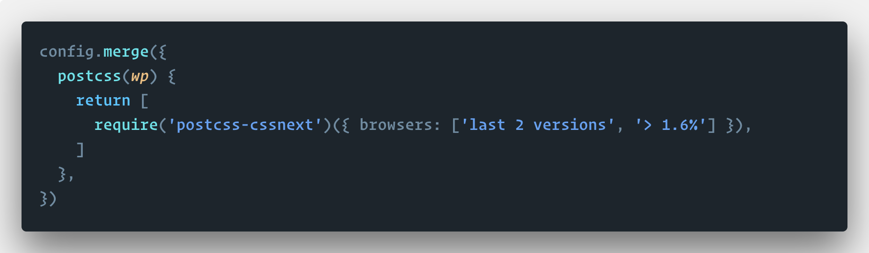 De code voor het definiëren van de browsers.