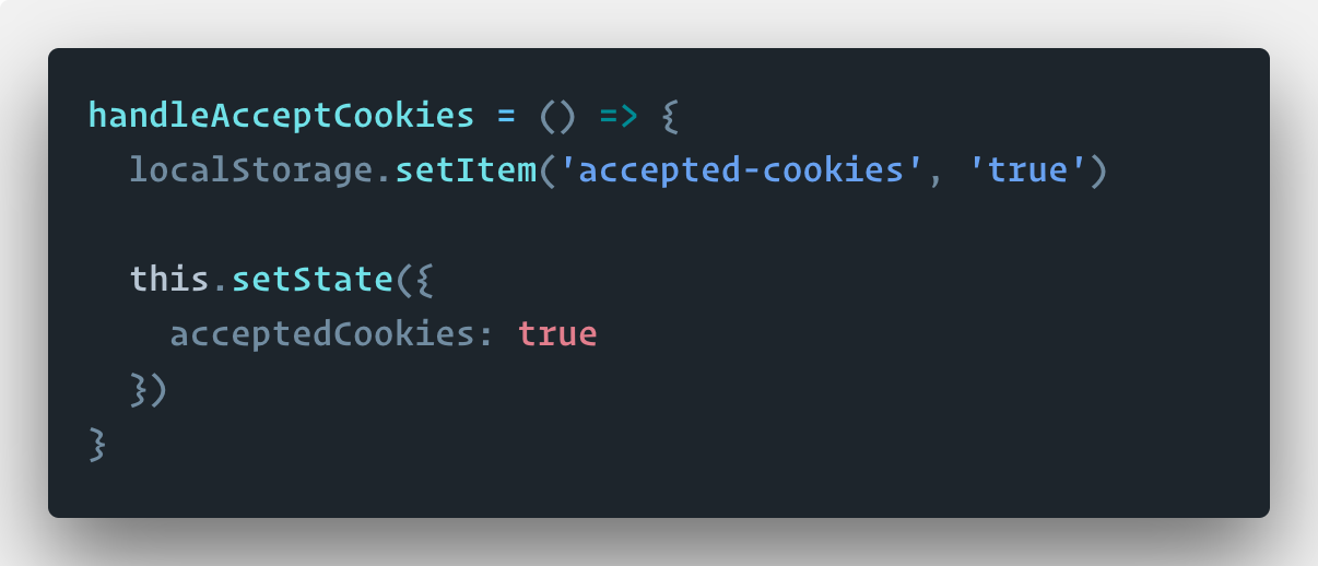 Code die omgaat als de gebruiker cookies accepteert.