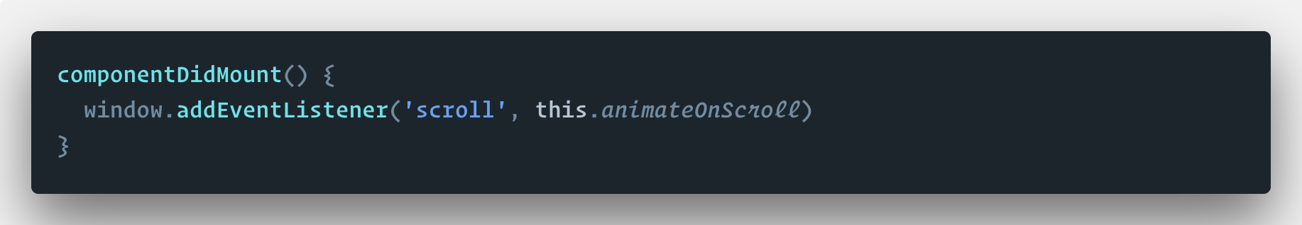 De code die luistert naar de scroll.