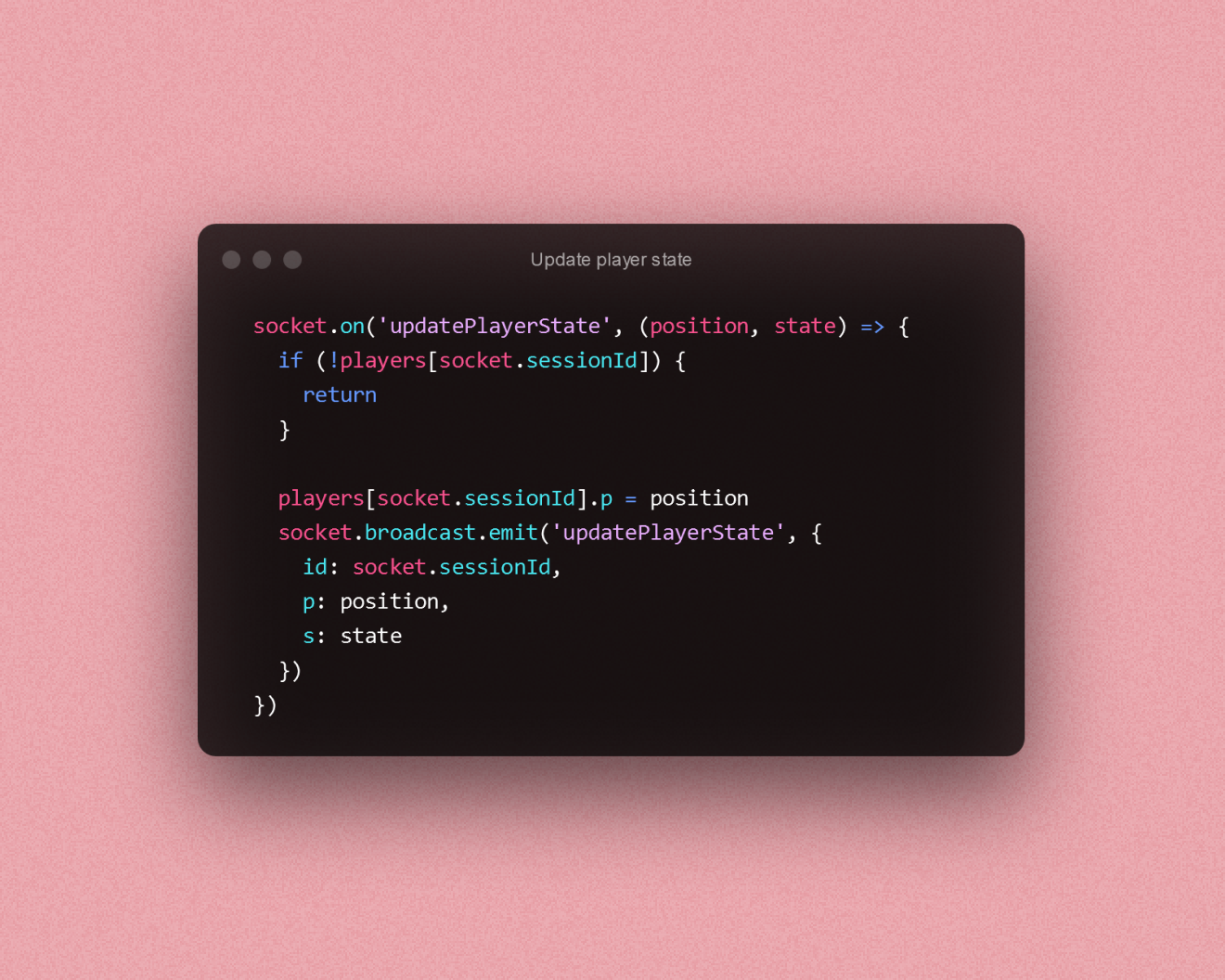 Code to update the websocket player position