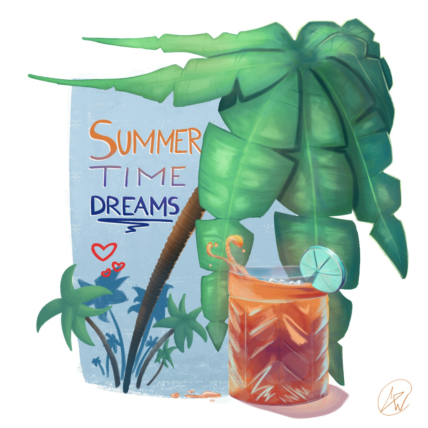 palm tree and drink