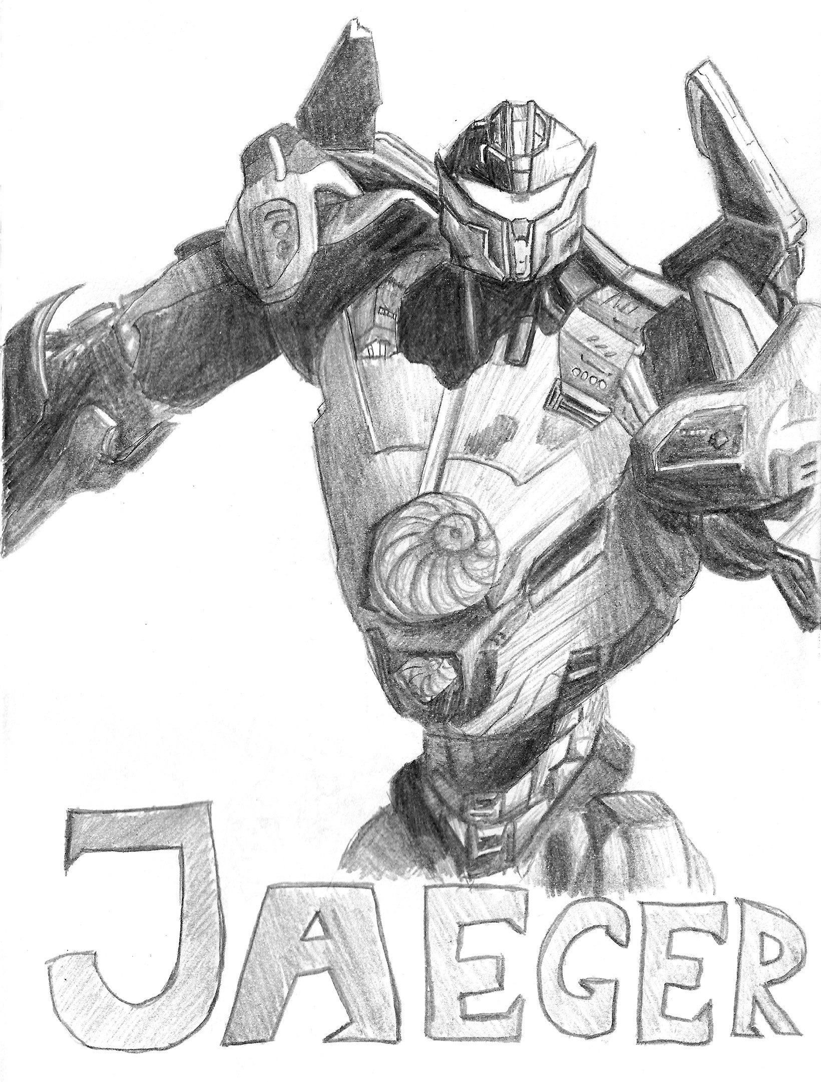 drawing of a jaeger from pacific rim
