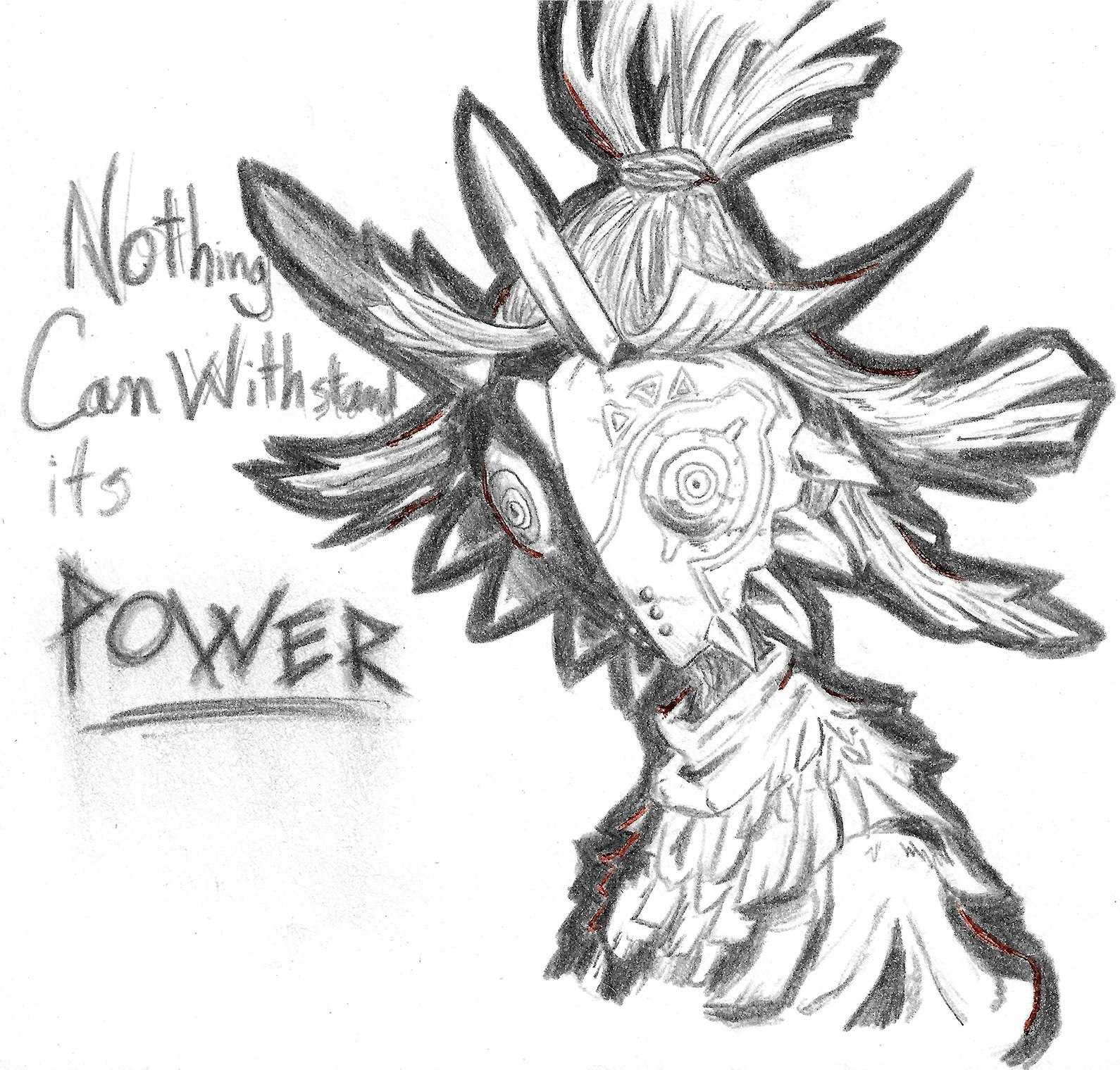 a drawing of majora's mask from the legend of zelda
