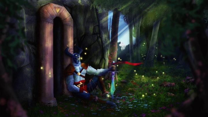 digital painting of a creature in the forest