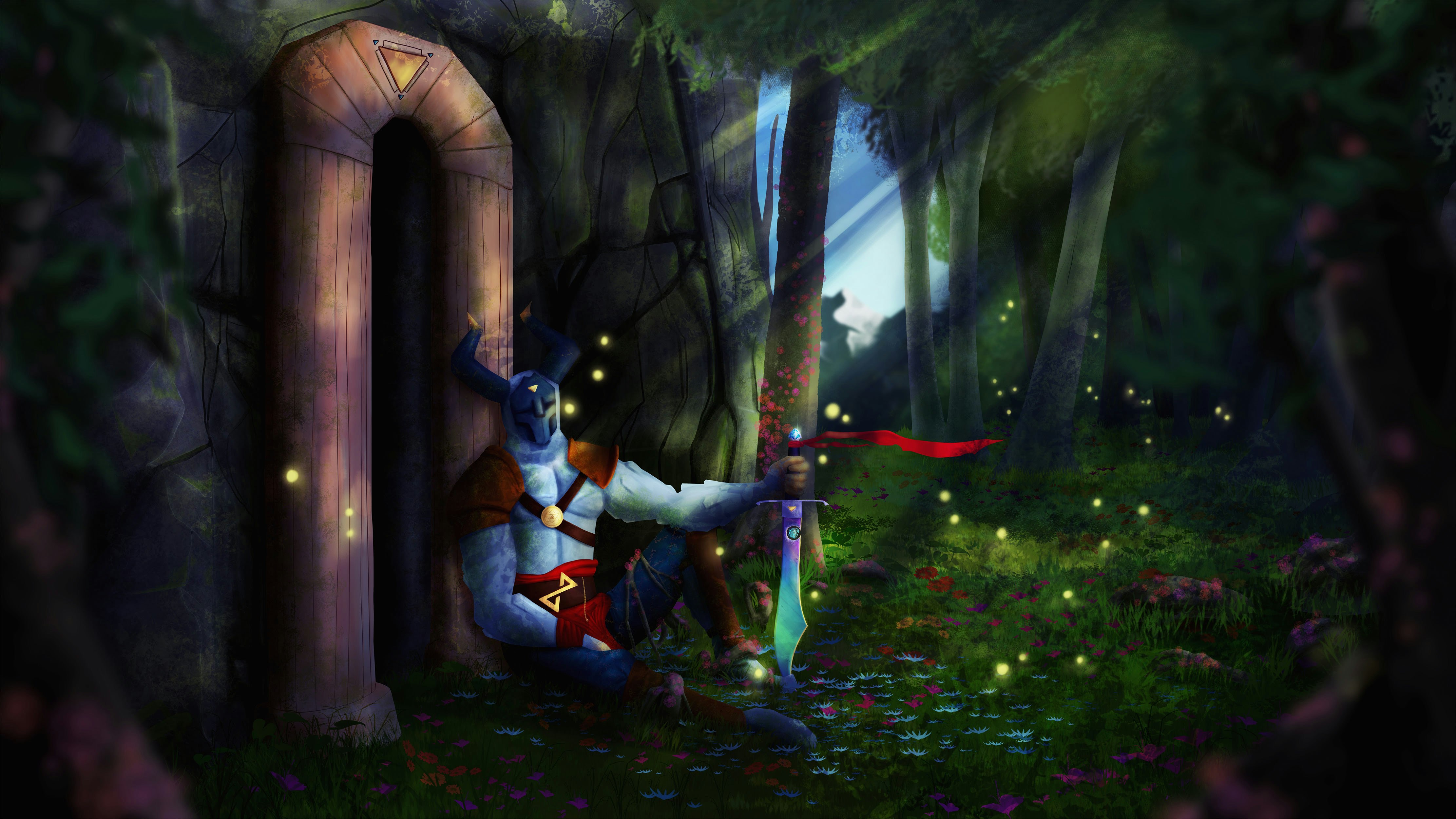 digital painting of a creature in the forest
