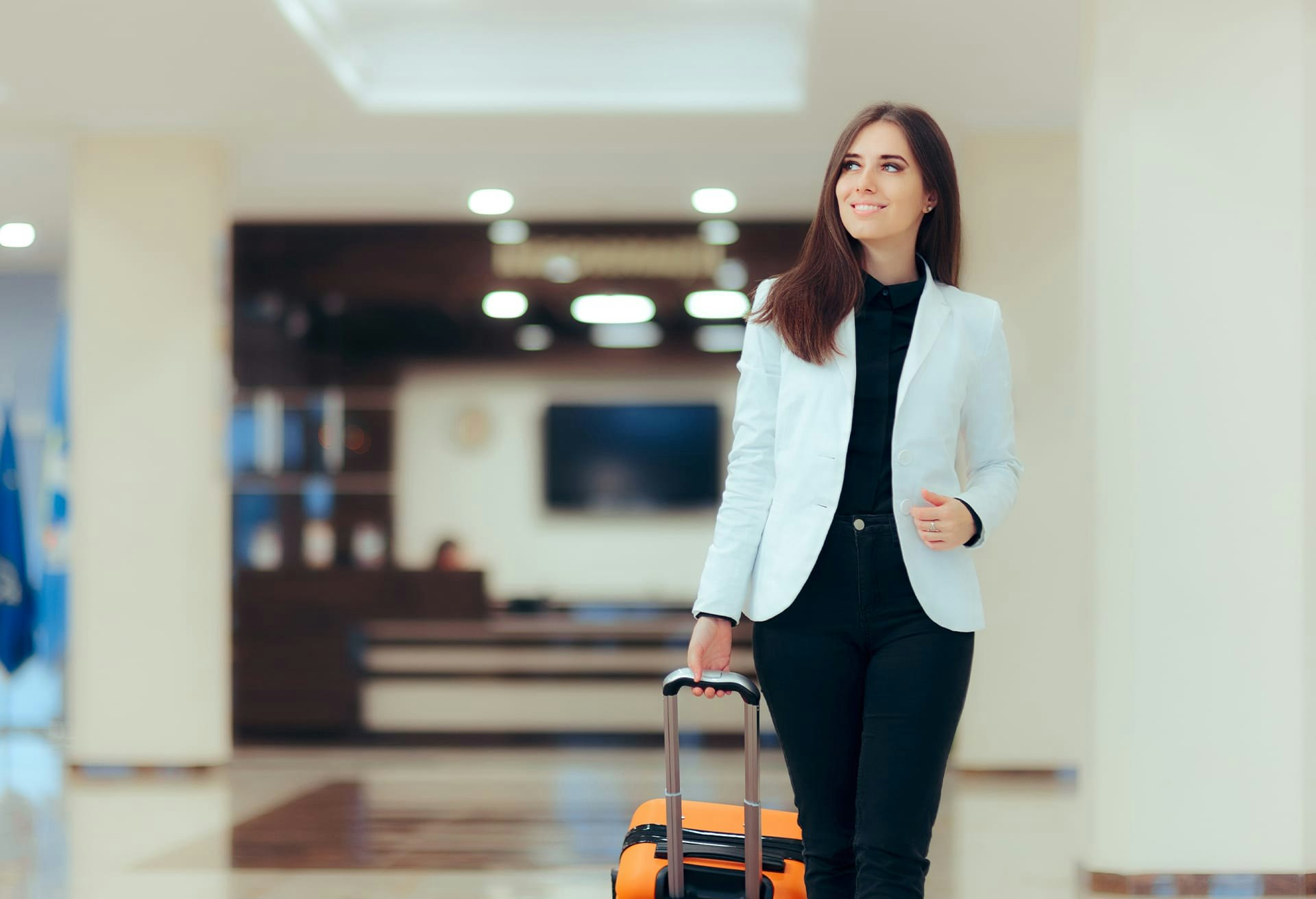 Woman Walking Through the Airport