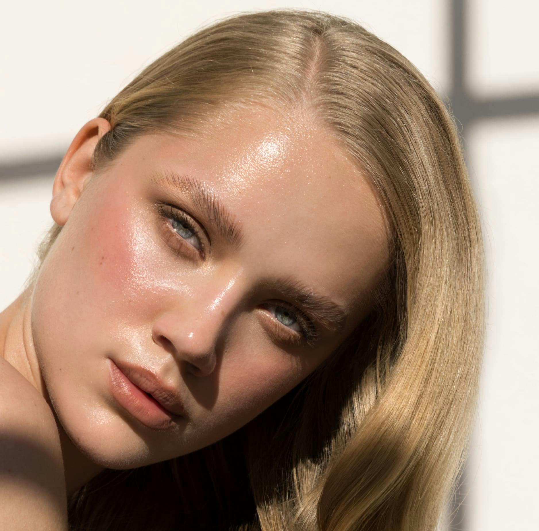 Woman with a Shiny Face