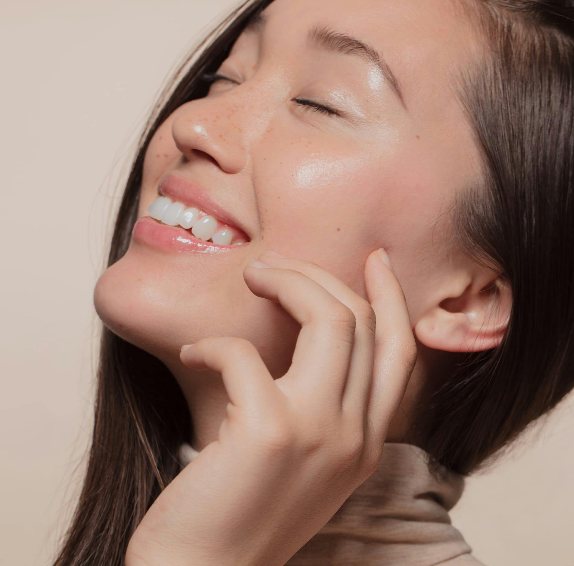 Woman Leaning Back and Smiling