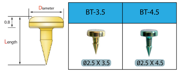 bone tack sizes