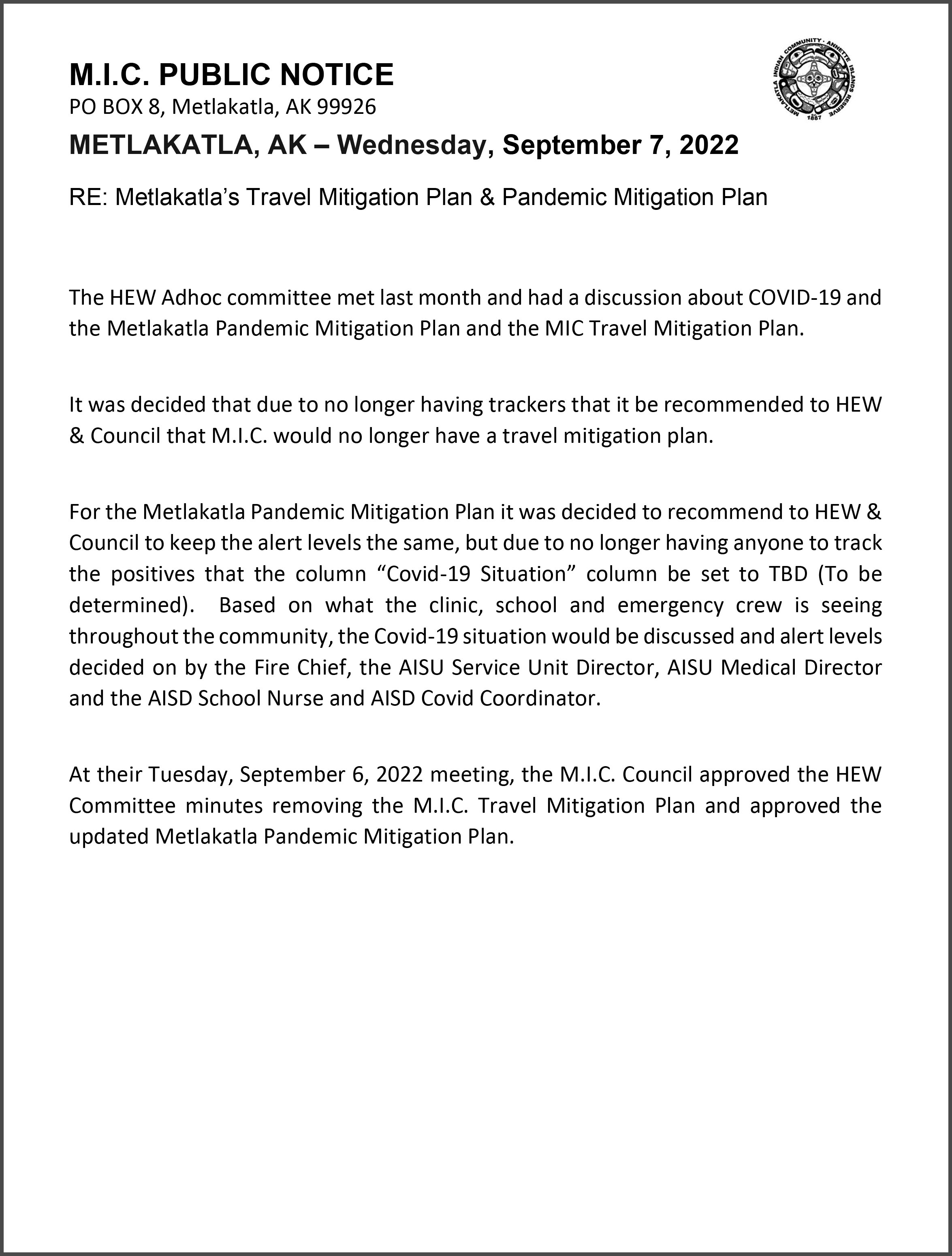 Metlakatla Indian Community Metlakatla, Alaska