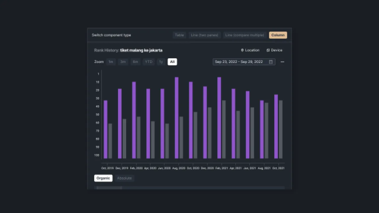 Figure 10 - Graphic of keyword ranking history column