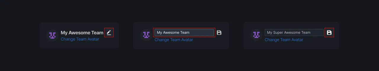 Figure 7 - changing team name