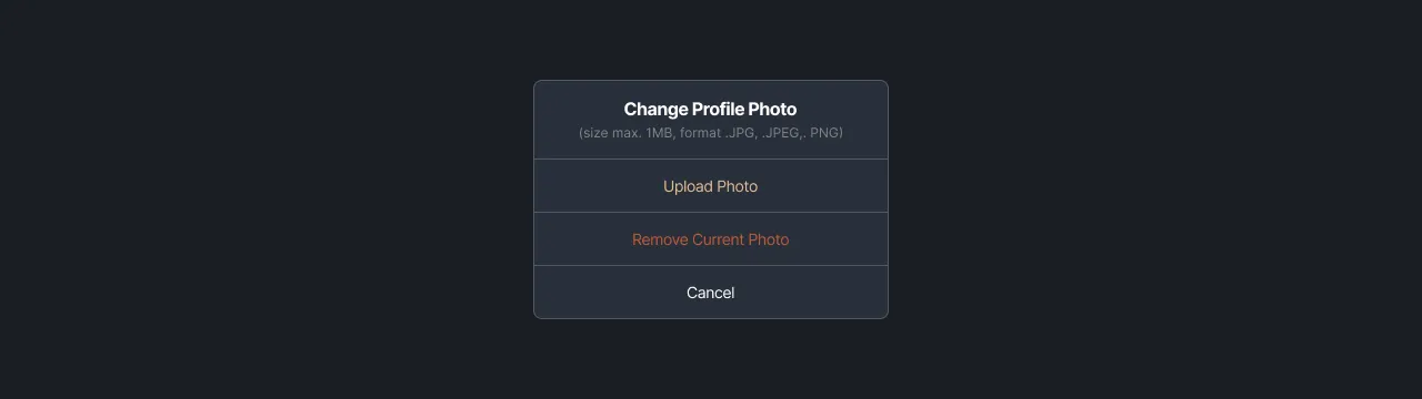 Figure 3-  Upload or remove a photo