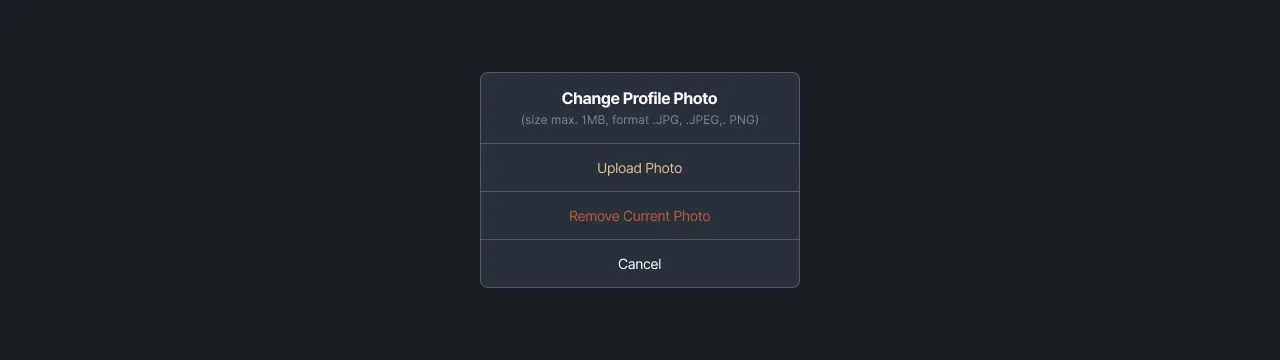 Gambar 3 - Opsi upload atau remove photo