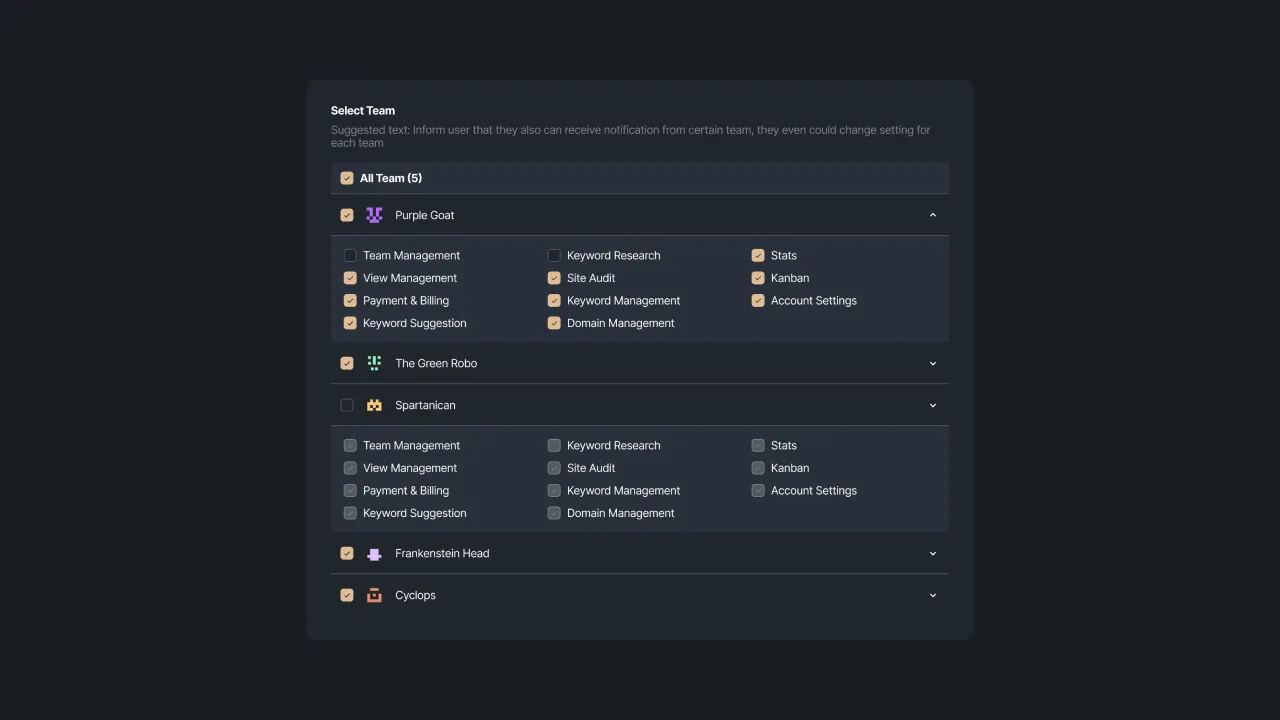 Figure 6: Opening the selected team to set the activity category