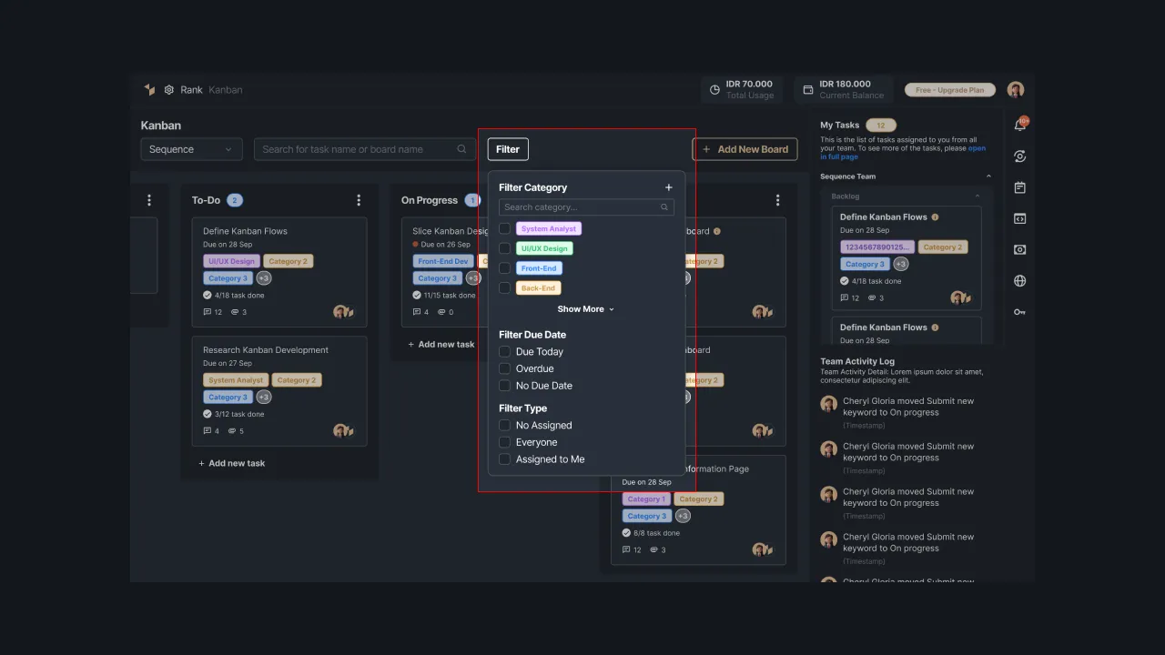 Figure 3 - Category filter options