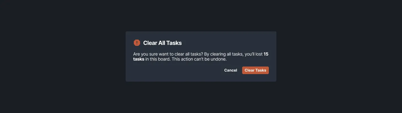 Figure 10 - Confirm clear all tasks