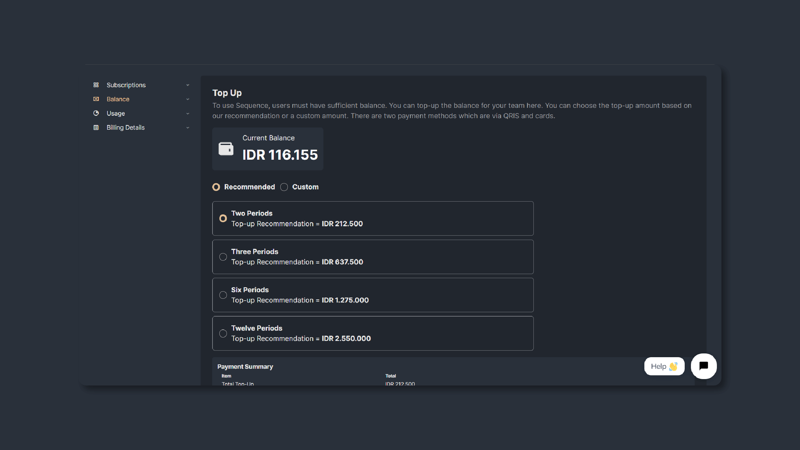 Figure 1: Top-up page